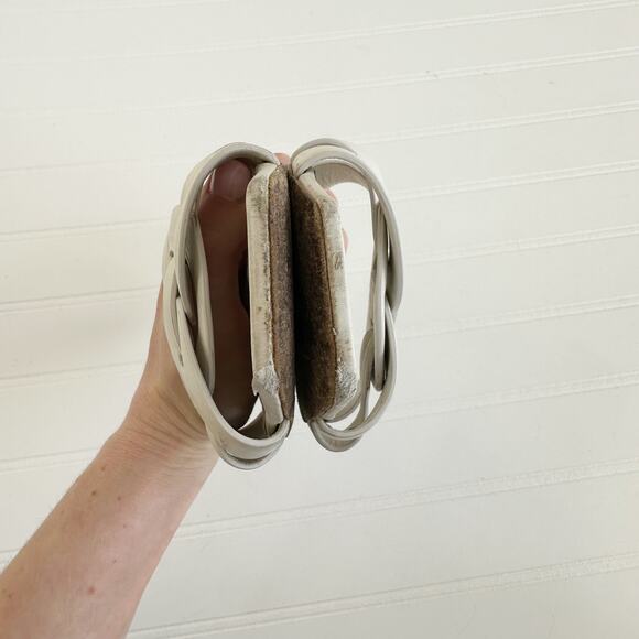 Saint Laurent Tribute White Leather Mules Slip On Heels Sandals Size 37 - Picture 7 of 8